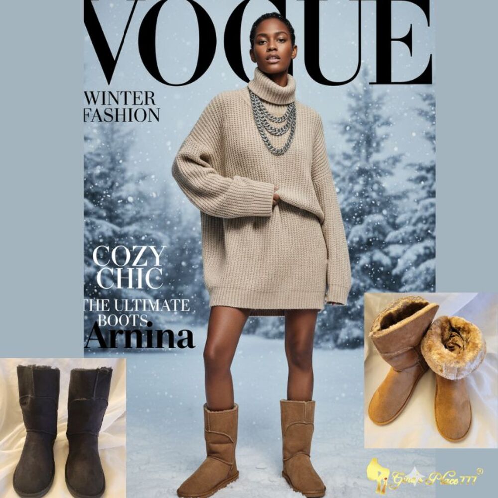 🖤 Brand New Women's Tan Arnina Cozy Faux Fur Winter Boots Size 6-9